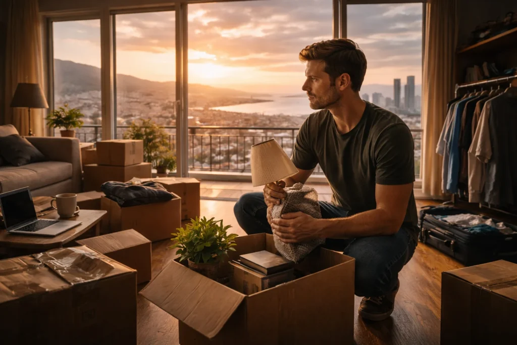 Absorbing his new living arrangement